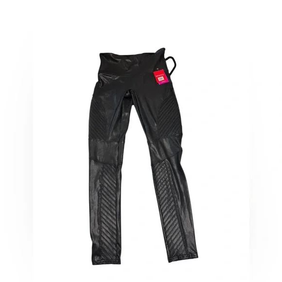 SPANX 
Moto Faux Leather  Shiny Leggings - Large Tummy Control - Picture 7 of 9